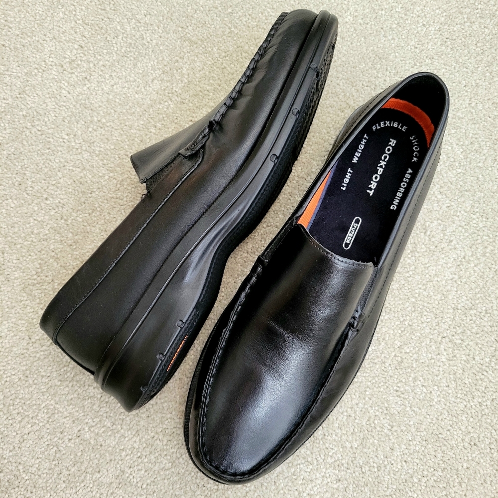 Rockport Loafers Size 11.5 M Rockport Palmer Black Leather Slip-On Dress Shoes